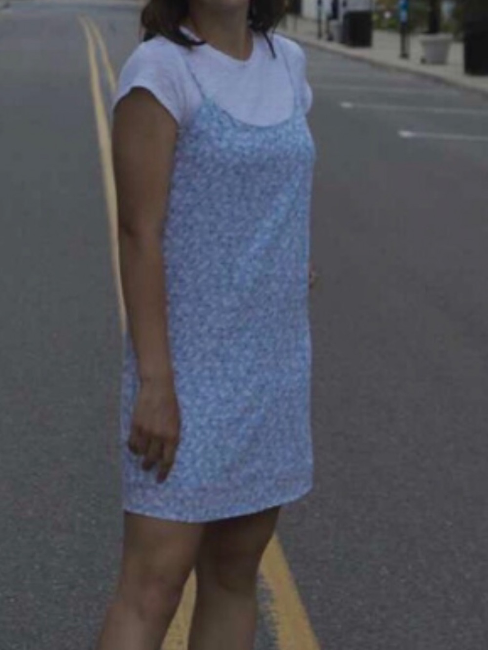 La Hearts Light Blue Floral Dress with Tiny Daisies